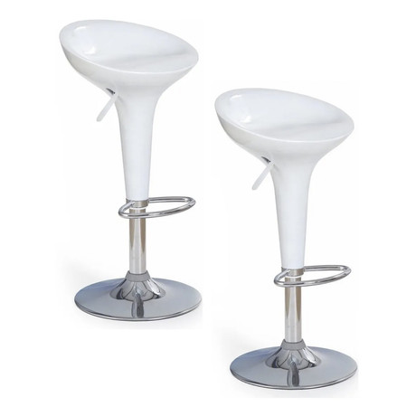 Pack 2 - Piso Bar Regulable Taburete Estilo Retro - Blanco