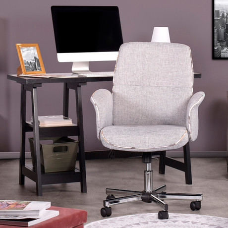 Silla de Oficina Acolchada Altura Regulable Gris