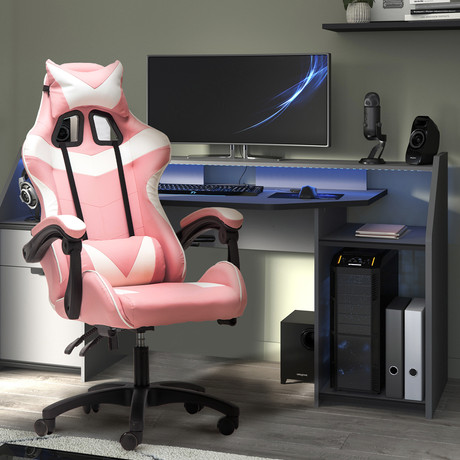 Silla Gamer Ultimate Racing Reclinable Rosa