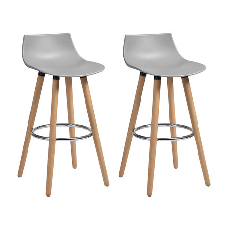 Pack 2 Pisos Bar Patas de Madera y Reposapiés Gris