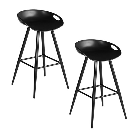 Pack 2 Piso Taburete Bar Reposapiés Wave Negro