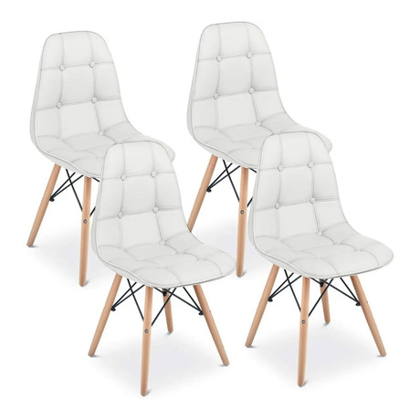 Pack 4 Sillas Eames Acolchada PU Blanco