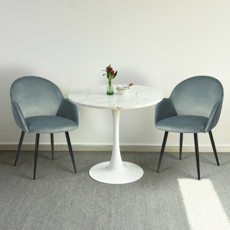 Comedor 2P Marmol 80X75 + Sillas Chiozza Verde