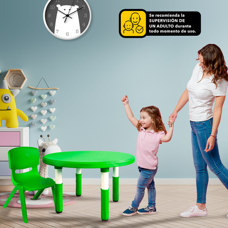 Pack Mesa Redonda Infantil con 4 Sillas Verde