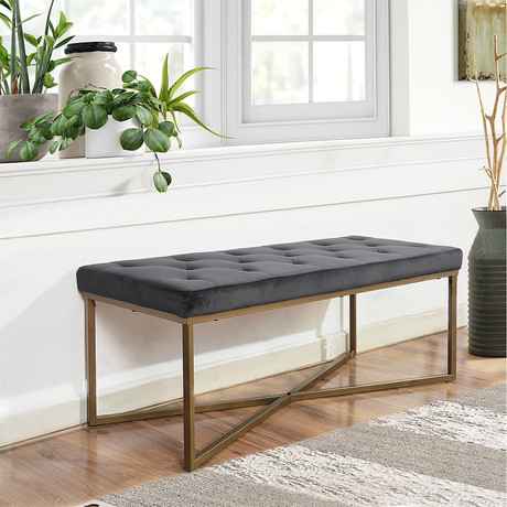 Banqueta Ottoman Pouf de Terciopelo Adana Gris