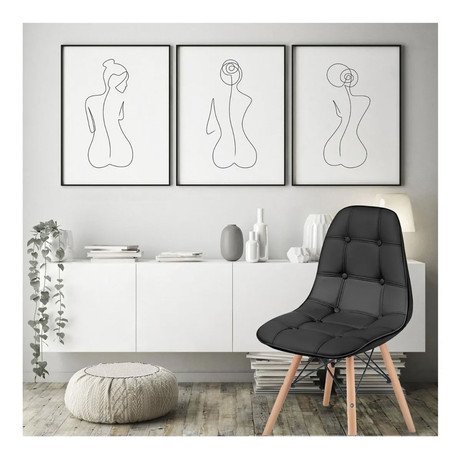 Pack 4 Sillas Eames Acolchada PU Negro