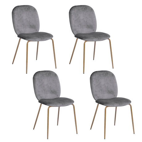 Pack de 4 Sillas de Comedor de Terciopelo Gris
