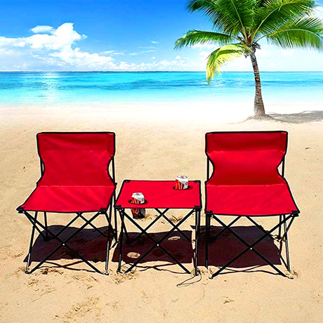 Set de Mesa con 2 Sillas Plegables Outdoor Rojo
