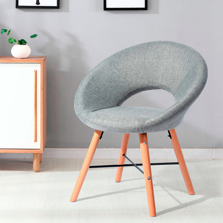 Silla Sitial Comedor de Tela Gris