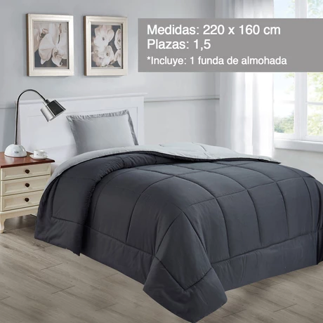 Plumón Reversible Marnie 1.5 Plazas Gris