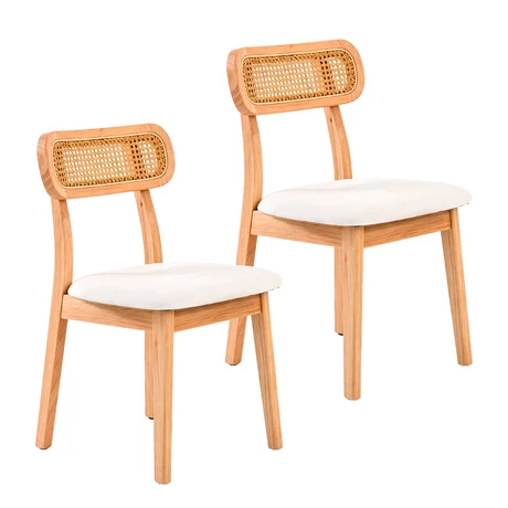 Pack 2 Sillas Lira Madera, Ratán PE y Asiento Tapizado Beige - vista alternativa
