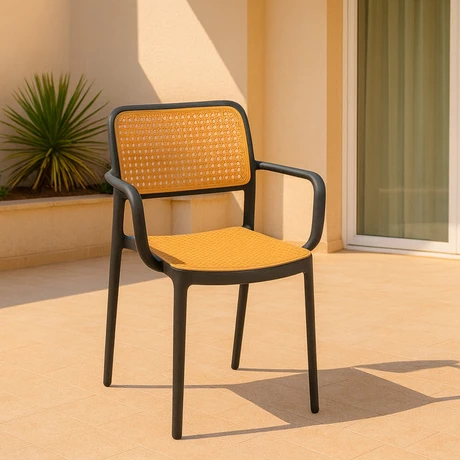 Silla Terraza Plástica Cairo con Apoyabrazos Negra