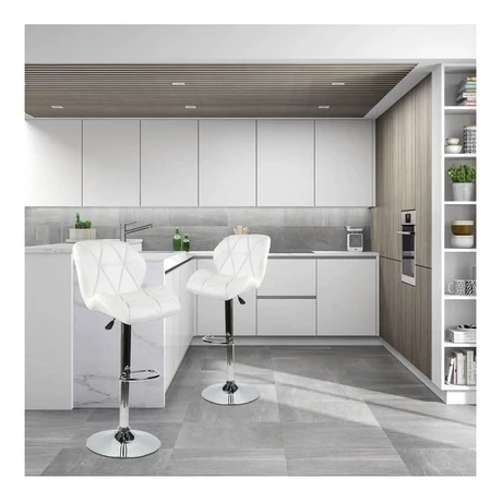Pack 2 Silla Alta Bar Acolchada con Respaldo Blanco