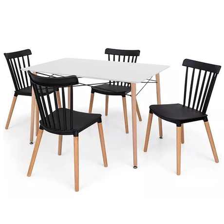 Comedor 4P Nórdico Eames 110X80 + Sillas Classic Negro