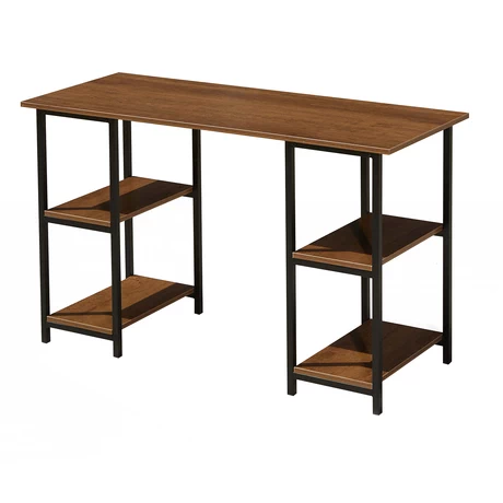 Escritorio con Estantería Inferior Doble Negro