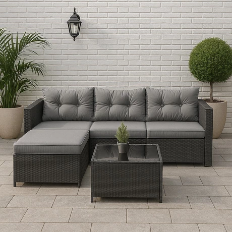 Seccional Intercambiable 3 Cuerpos Terraza Sofa + Mesa gris