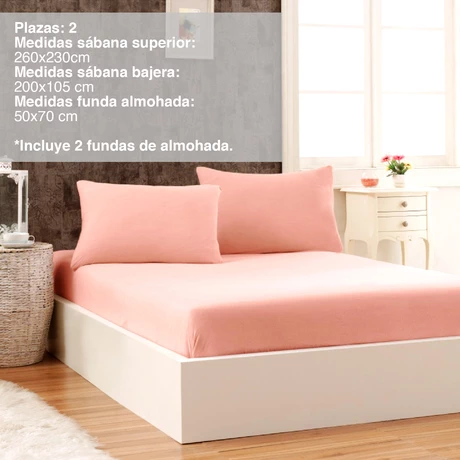 Juego Sábanas de Microfibra Basic 2 Plazas Rosado