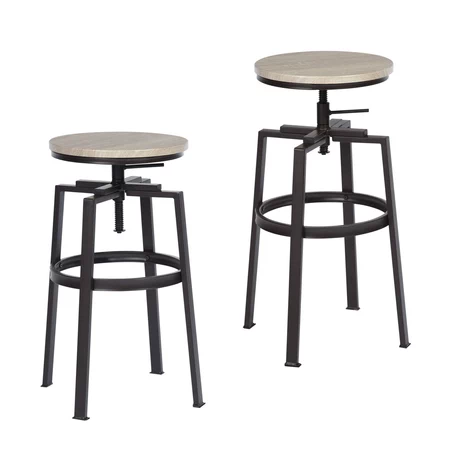 Pack 2 Pisos Bar Taburete Altura Regulable Roble