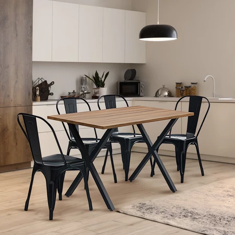 Comedor New Jersey 75x70x120 4 Sillas Tolix Industrial