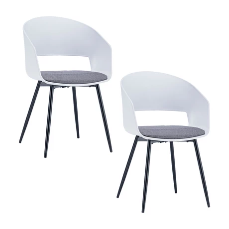 Pack 2 Sillas de Comedor con Cojín Bicolor Blanco