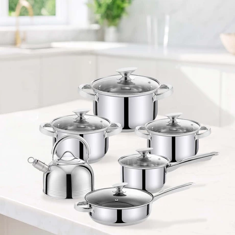 Batería 12 piezas acero inoxidable Clásica