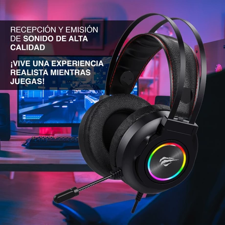 Audífonos Gamer RGB H654 con Micrófono Negro
