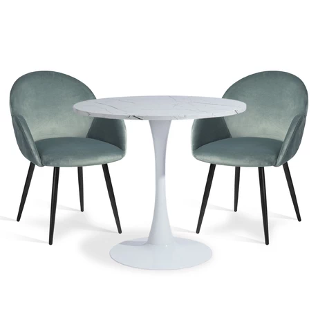 Comedor 2P Marmol 80X75 + Sillas Chiozza Verde