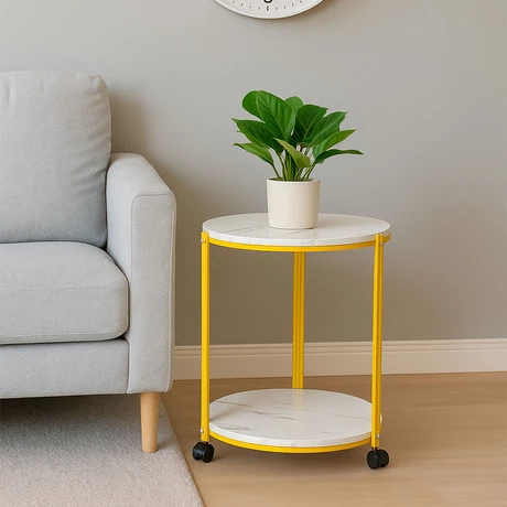 Mesa de Centro Lateral Redonda Blanca