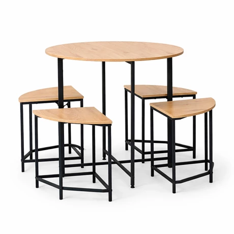 Comedor 4 Sillas Mesa redonda 80x80 industrial
