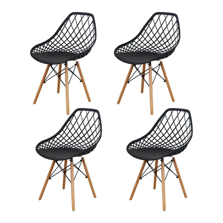 Pack 4 Silla comedor Eames Enrejada Negro