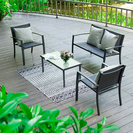 Juego de terraza textileno 4 piezas negro - vista alternativa