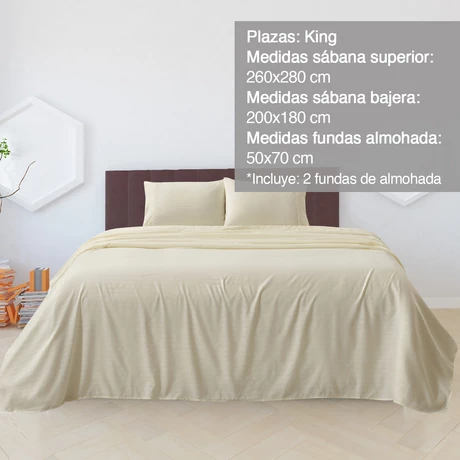 Juego de Sábanas Amelie King Beige