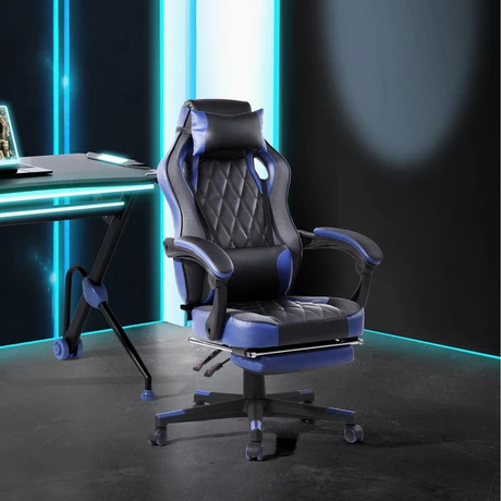 Silla Gamer Reclinable 150° Reposapiés Azul
