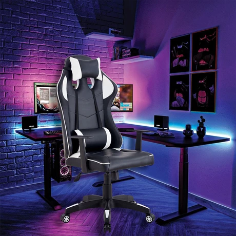 Silla Gamer Egonómica con Reposa Cabezas Blanco