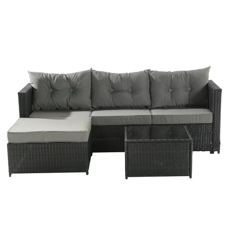 Seccional Intercambiable 3 Cuerpos Terraza Sofa + Mesa gris