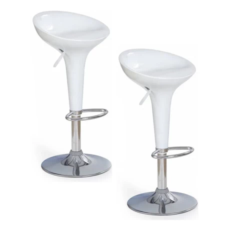 Pack 2 - Piso Bar Regulable Taburete Estilo Retro - Blanco