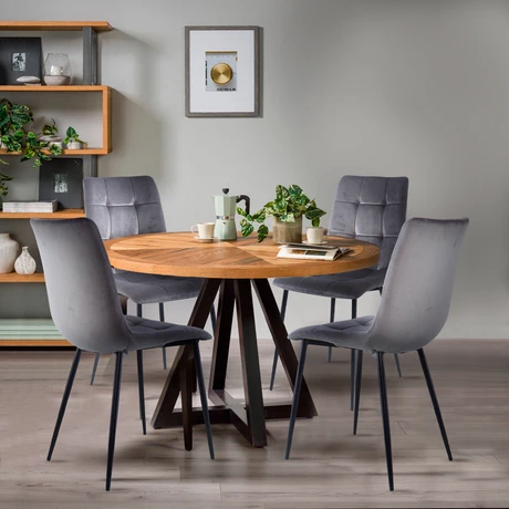 Pack 4 Sillas de Comedor de Terciopelo Gris