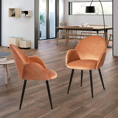 Silla de Comedor Chiozza Sitial Terciopelo Naranjo