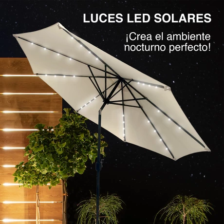 Sombrilla Quitasol con Iluminación Solar Beige