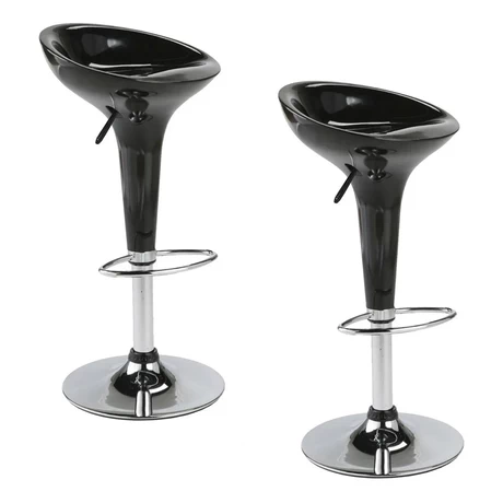 Pack 2 - Piso Bar Regulable Taburete Estilo Retro - Negro