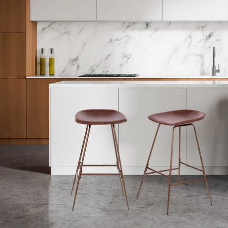 Pack 2 Pisos de Bar Taburete con Patas de Hierro Café