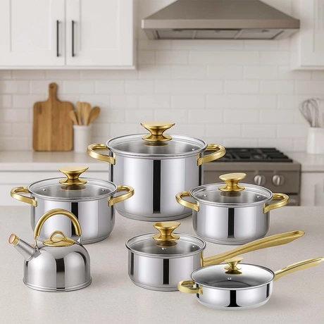 Batería 12 piezas acero inoxidable Viena