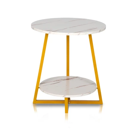 Mesa de Centro Lateral Dos Niveles Redonda Blanca