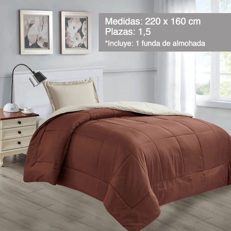 Plumón Reversible Marnie 1.5 Plazas Café