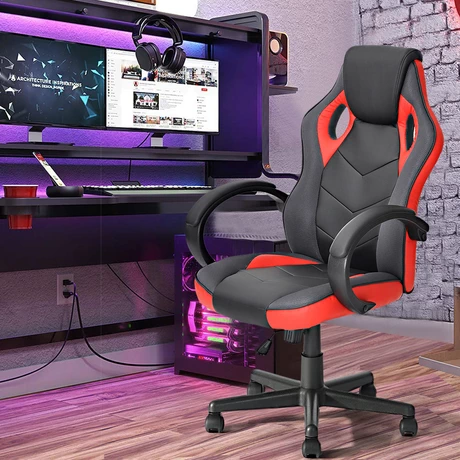 Silla Gamer Pu Flow Ergonómica Escritorio Rojo
