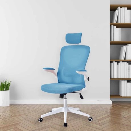 Silla de Oficina con Reposa Brazos y Cabeza Azul