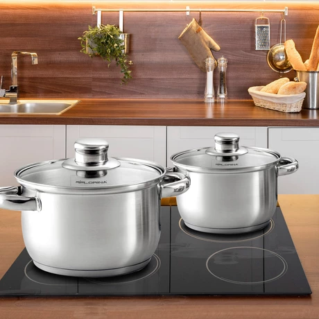 Batería Cocina 8 Piezas Acero Inoxidable Gris
