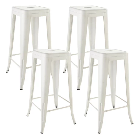 Pack 4 Pisos de Bar Metal Tolix Blanco