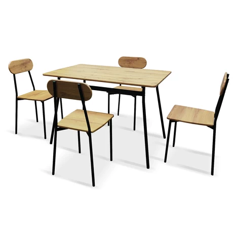 Comedor Rustik Mesa 70x75x110 4 Sillas Metal Madera