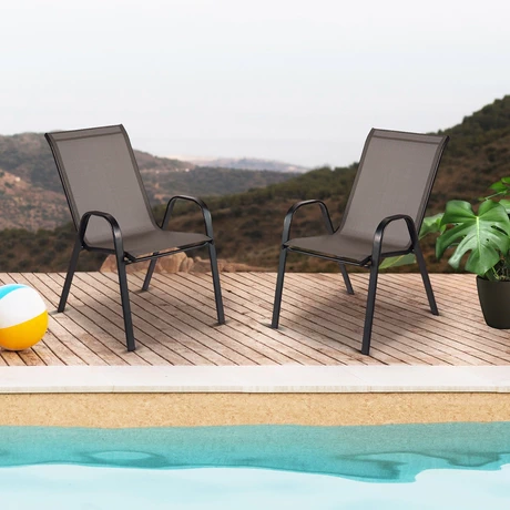 Pack 4 Sillas de Terraza Textileno y Acero Café